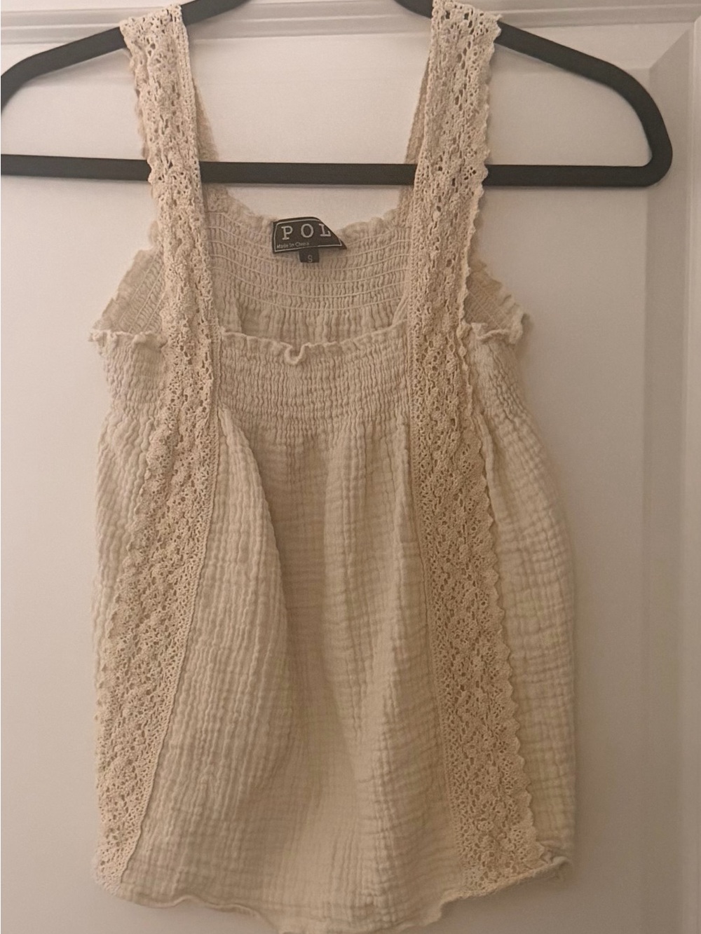 POL Cream Crochet-Trim Gauze Camisole Top - Picture 3 of 6